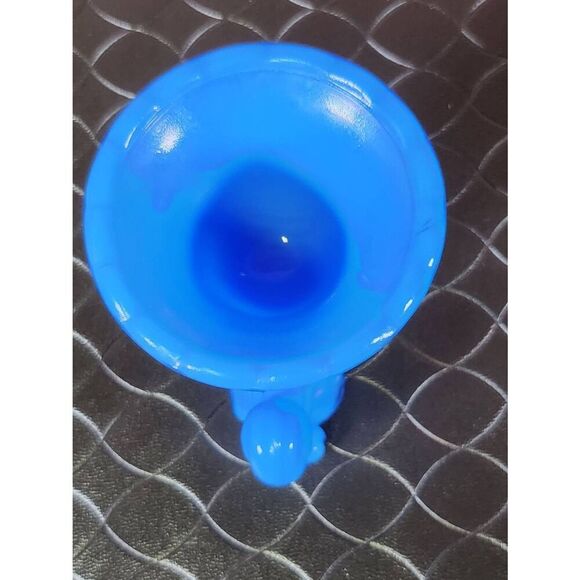 Vtg Blue Slag Glass Akro Agate NYC Vogue Merc Co. Toothpick Holder Cornucopia - Picture 7 of 9